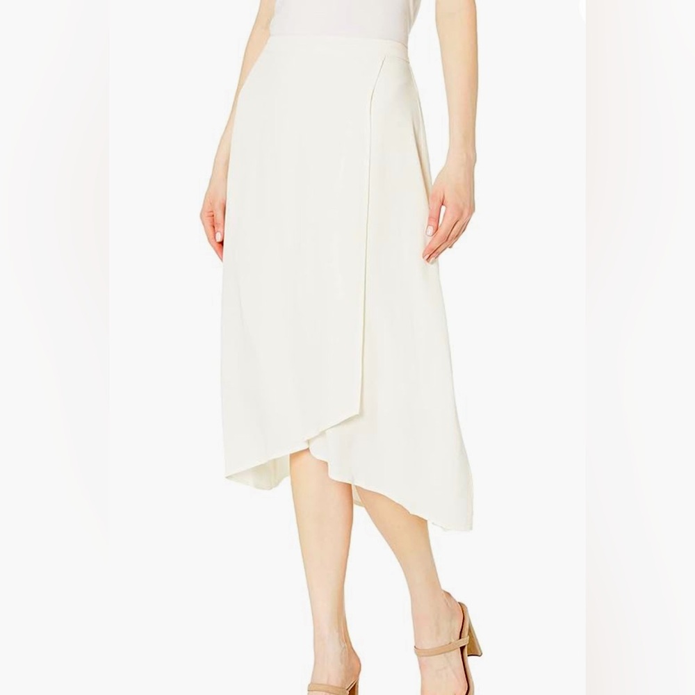 MIDI-CROSS FRONT CREPE SKIRT - Women Size Medium - IVORY